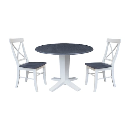 Whitewood Industries Extension Dining Tables, 45 in L, 38 in H, Parawood, 3 Piece K05-42DPT-23-C613-2