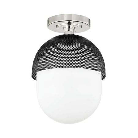 Hudson Valley Lighting Nyack 1 Light Semi Flush 9 In. Polished Nickel/Black 6110-PN/BK