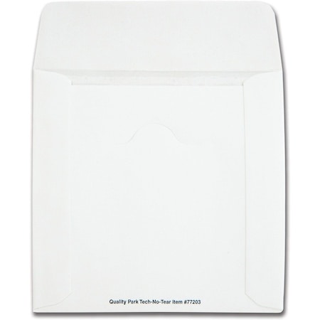 Quality Park Quality Park CD/DVD Sleeves, Moisture/Tear Resistant, 4-7/8in X 5in, 100/Pk, White 77203