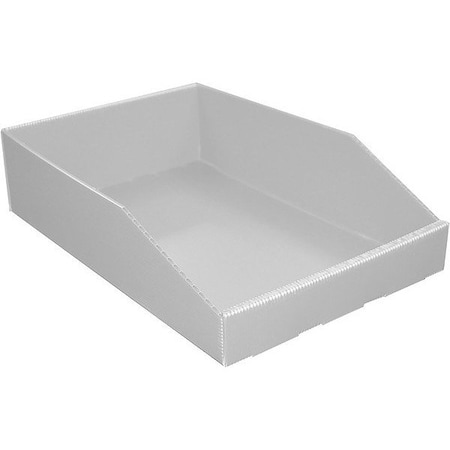 Zoro Select Hopper Bin, 0.56 cu ft, White, Corrugated Plastic 5739 WHITE