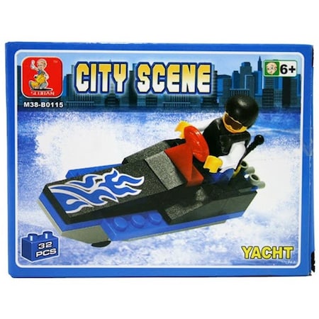 Sluban City Scene Yacht Building Brick Kit 38 pcs 115