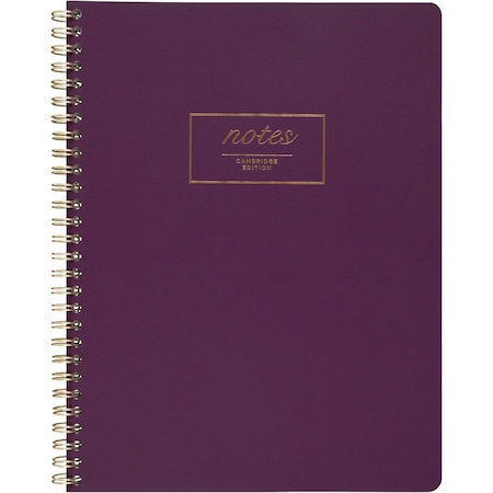 Cambridge Jewel Tone Notebook, Gold Twin-Wire, 1 Subject, Wide/Legal Rule, Purple Cover, 9.5 x 7.25, 80 Sheets 49556