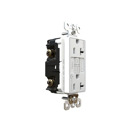 Pass & Seymour DuplexGFCIRcptcl, 20A, 125VAC, Wht, Plastic 2097TRCDW