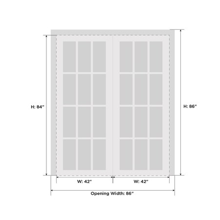 Sartodoors Double French Interior Door, 84" x 84", White QUADRO4115DD-WS-8484