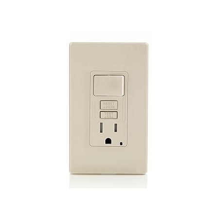 Leviton Self-Test GFCI Receptacle, Combination with Switch 15 Amp, 125 Volt, 5-15R NEMA GFSW1-T