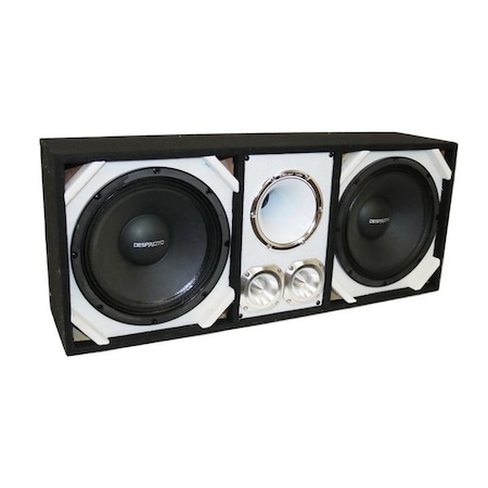 Deejay Led Loaded Box w/Two Despacito Heavy Duty 12-in Woofers One Horn and w/Two Bullet Tweeters WHITE TBH12WHITE