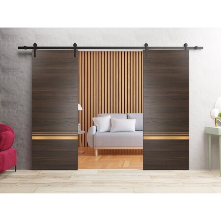 Sartodoors Sturdy Double Barn Door with Hardware Planum 2010 84x96 (2* 42x96) Solid Core Modern Interior PLANUM2010DB-CA-8496