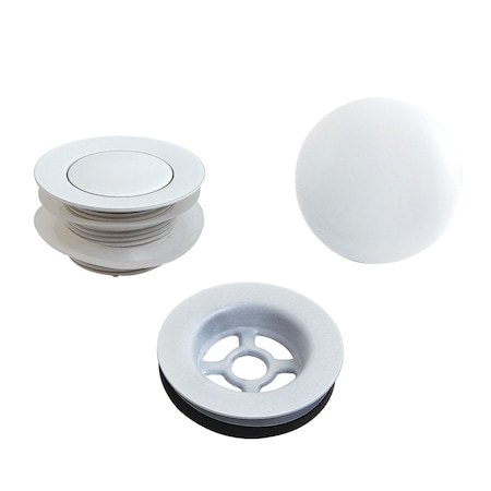 Kingston Brass Toe Touch Tub Drain Trim Kit with Overflow Plate, White VTDETRIMWH