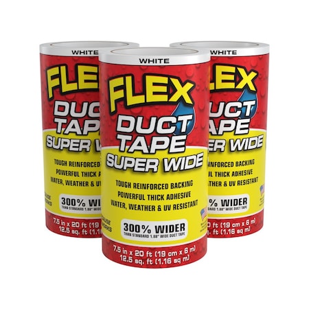 Flex Seal Flex SW Duct Tape White 7.50in x 20ft, 3PK DTWHTR7520