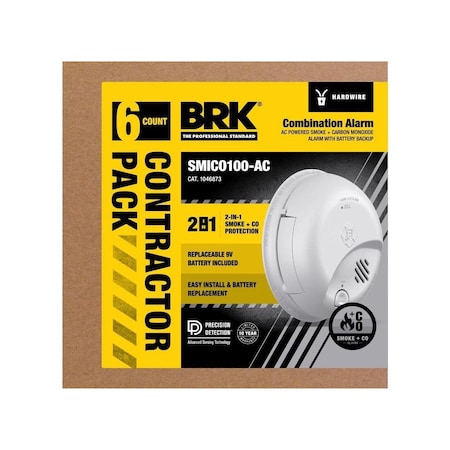 First Alert Smoke and Carbon Monoxide Detector 6 Pack Hard-Wired w/Battery Back-Up Ionization, 6PK 1046873