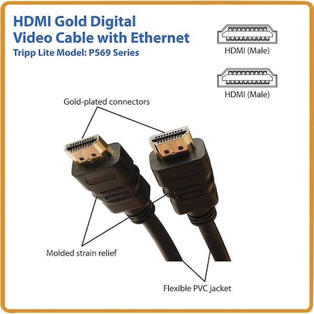 Tripp Lite 3FT HIGH SPEED HDMI CABLE WITH ETHERNET DIGITAL VIDEO / AUDIO M/M 3FT P569-003