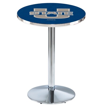 Holland Bar Stool Co 36" Chrome Utah State Pub Table, 36" dia. Top L214C3636UtahSt
