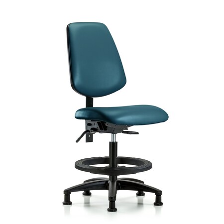 Blue Ridge Ergonomics Vinyl Chair, Med Bench, Med Back, Tilt, Foot Ring, Glides, Royal BR-VMBCH-MB-RG-T1-A0-BF-RG-8801