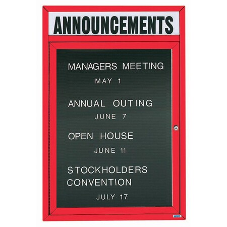 Aarco Outdoor Enclosed Directory w/ Al Frame Header, Powder Coated Red, 36''Hx24''W OADC3624HR