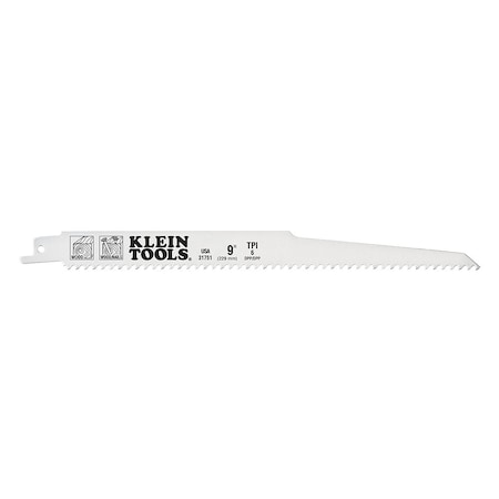 Klein Tools 9 in x 6 TPI Reciprocating Saw Blade, KLEIN, 5 PK 31751