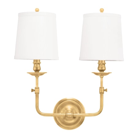 Hudson Valley Lighting Logan 2 Light Wall Sconce 16 In. Aged Brass 172-AGB
