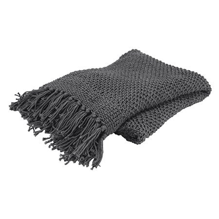 Homeroots 50" X 60" Gray Cotton Woven Throw Blanket 519072