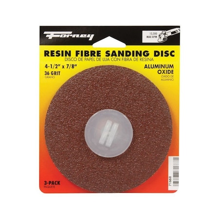 Forney SAND DISC 4.5 IN. 36GRIT, 3PK 71668