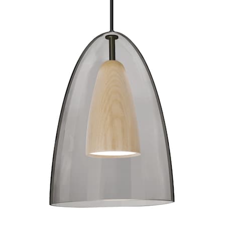 Besa Lighting Besa Dano Pendant, Smoke/Natural, Black Finish, 1x 9W LED 1JT-DANOSMNA-LED-BK