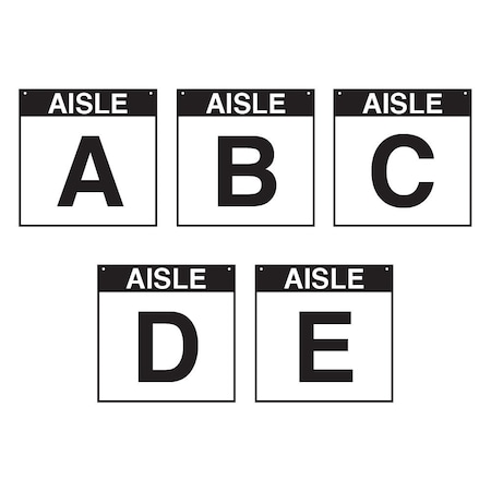 5S Supplies Warehouse Aisle A-E Sign - 24in x 24in - DOUBLE - BRKT - PVC AISLE-A-E-24X24-DOUBLE-BRKT