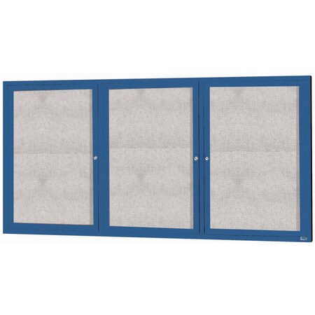 Aarco Outdoor Enclosed Bulletin Board w/ Al Frame, Powder Coated Blue, 48''Hx96''W ODCC4896-3RB