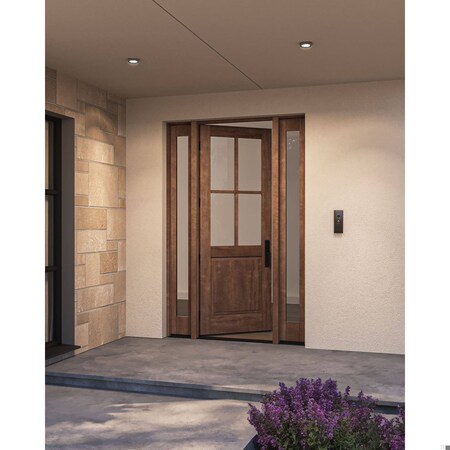 Doornmore G5004, 65.25" x 98" ( 36" Door + 2x12" Side) Right Hand, Mahogany SDL 4 Lite, 1/2 Lite Exterior Door G5004-SW-3696-G101-SL_1-2_RI