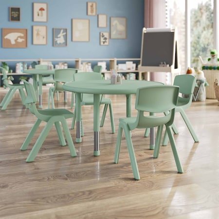 Flash Furniture 5 PC Plastic Activity Table and 4 Chairs Set, 10.5 in Seat Height-Sage YU-YCX-0073-2-ROUND-TBL-SAGE-E-GG