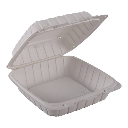 Empress Earth Hinged Container Mineral Filled PP 8" x 8" x 3" Natural 1-Compartment EPPHL-81