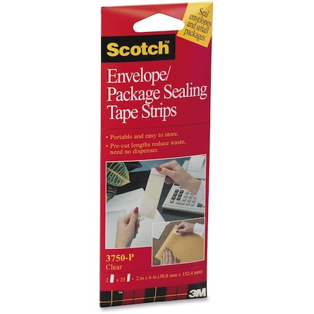 Scotch Sealing Tape Strips, 2 x 6 in., PK50 3750P2CR