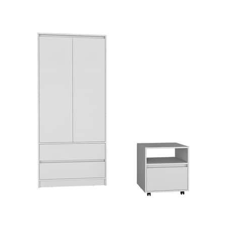 Homeroots Two Piece White Bedroom Set 526356