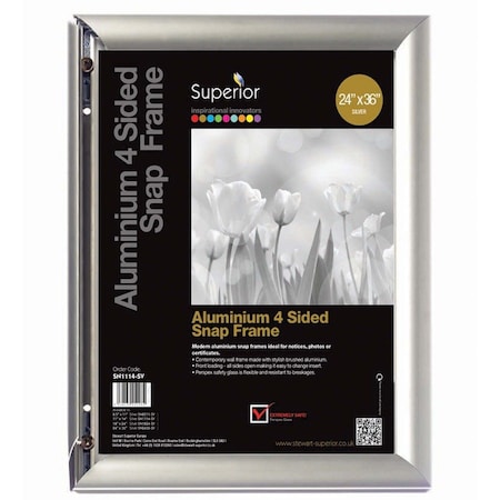 Seco Poster Snap Frame, 24" x 36", Silver SN2436NEW