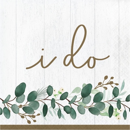 Omg 6.5 x 6.5 in. Eucalyptus I Do Luncheon 1 by 4 Fold 2-Ply Tissue Napkins, 192PK OM3516341