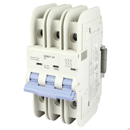 Automation Systems Interconnect 1 Amp, 3 Pole, 240/277/480YVac, Trip Curve: C, DIN Rail Mount-Miniature Circuit Breaker, UL489, 4PK NDB2T-63C1-3L