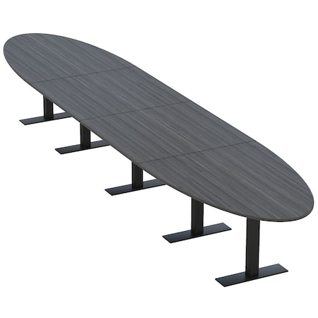 Skutchi Designs 20ft Conference Table With Power Unit | 18 Person Modular Oval Meeting Table | Harmony Series HAR-OVL-48X240-T.BK-WA7949-NA