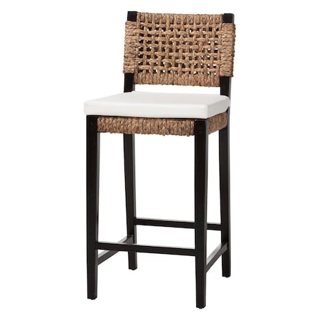 Bali & Pari Alise Handwoven Seagrass Bar Stool with Mahogany Wood Frame 260-14242-ZORO