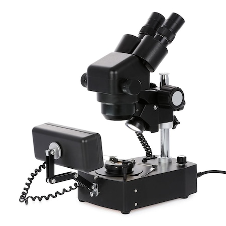 Amscope SH-2 Jewelry Gem Binocular Stereo Microscope 10X-40X Magnification on Pillar Stand w/Three Lights SH-2B-SL-DK