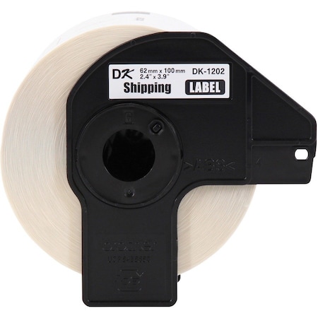 Brother Brother DK Shipping Labels - 4" Width x 2-2/5" Length - White - Paper - 300-/ Roll - 300-/ Roll DK-1202