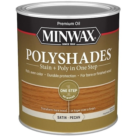 Minwax Waterbased Polyurethane Stain, Satin, Liquid, Pecan, 1 qt, Can 61320444