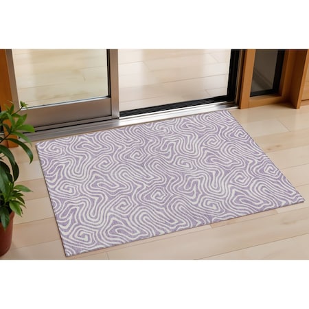 Homeroots 3' X 5' Lavender And Ivory Abstract Washable Indoor Outdoor Area Rug 599730