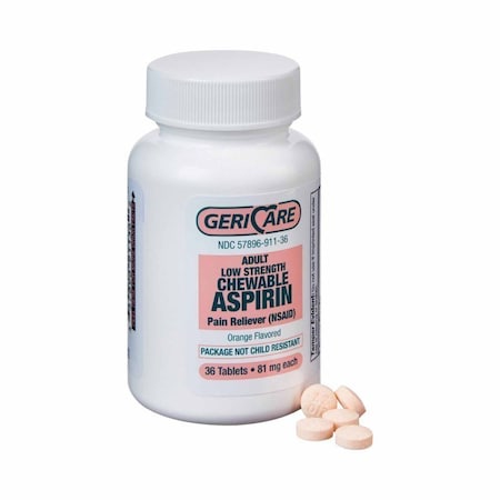 Geri-Care Pain Relief 81 mg Strength Aspirin Chewable Tablet, 432PK 911-36-GCP