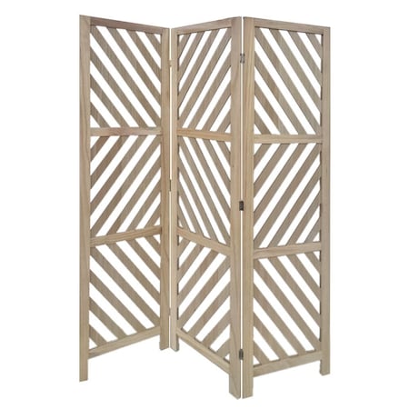 Homeroots 67" Brown Solid WoodFolding Three Panel Screen Room Divider 376796