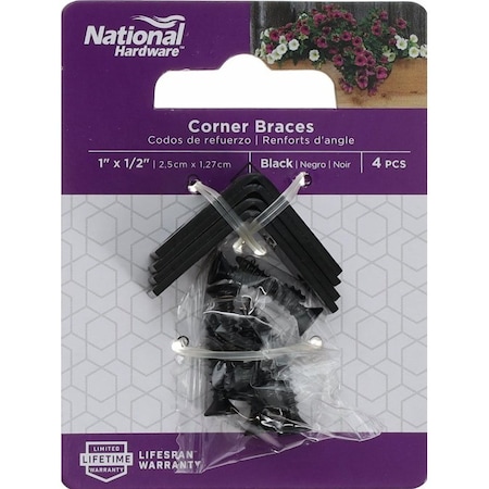 National Hardware CORNER BRACE STL BLACK 1X1/2IN, 4PK N275-701