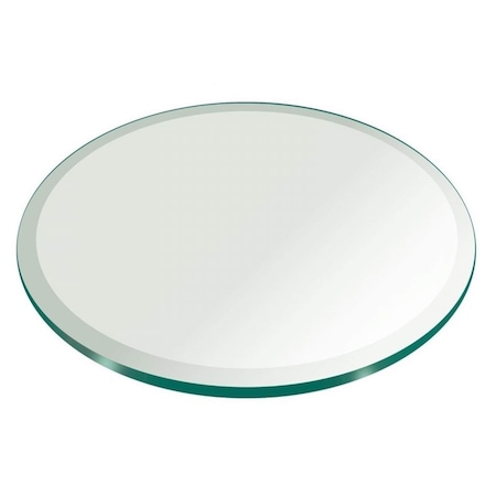 Fab Glass And Mirror 60in in Round Glass Table Top 1/4in Thick Tempered Beveled Edge by, Wall Mirror, Safety Backing 60RT6THBETE