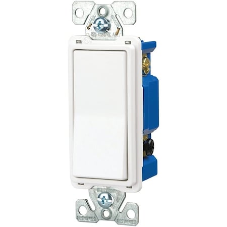 Eaton Wiring Devices 7500 Rocker Switch, 15 A, 120/277 V, 4-Way, Lead Wire Terminal, White 7504W-BOX