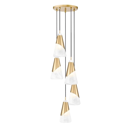Z-Lite Aimie 5-Light Chandelier, 12 in W x 13 in H, Modern Gold 828P6-5R-MGLD