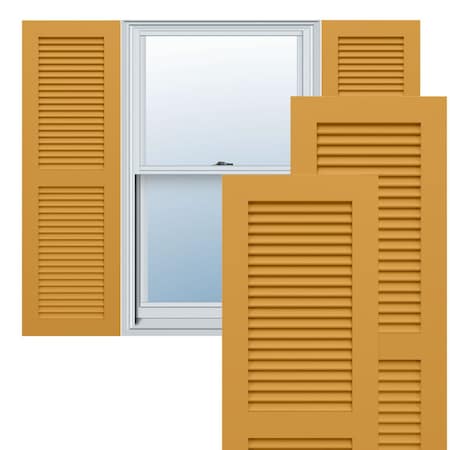 Ekena Millwork True Fit PVC, Two Equal Louver Shutters, Turmeric, 18W x 40H, PR TFP101LVF18X040TU