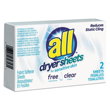 Vend-Rite Mfg Free Clear Vend Pack Dryer Sheets Fragrance Free - 2 Sheets per Box & 100 Box per Case VE471425