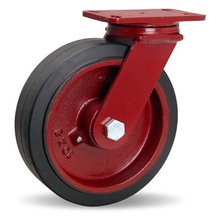 Hamilton ForgeMaster Swivel Caster, 10" x 2 1/2" Mold-On Rubber (70A) on Cast Iron Wheels S-FM-10RT