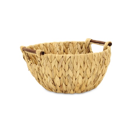 Homeroots 13" Natural Woven Water Hyacinth Basket 571506