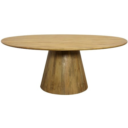 Homeroots 72" Natural Solid Wood Pedestal Base Round Top Dining Table 605987
